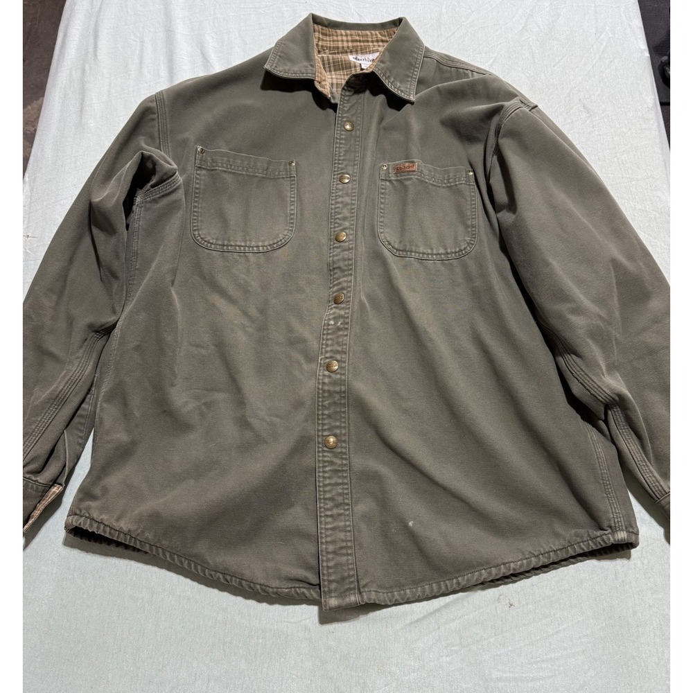 Carhartt Canvas Jacket Men's L Gray Shacket Flannel Lined Chore Coat Snap 0305